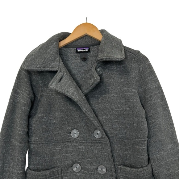 PATAGONIA Womens Better Sweater Peacoat Jacket Sz Small Gray Double Breasted - Picture 10 of 12